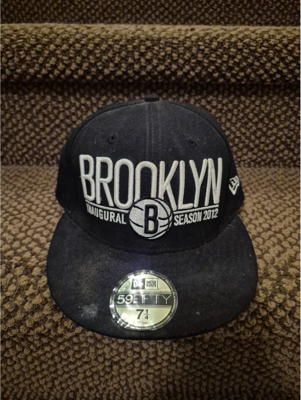 New Era 59fifty Brooklyn Nets Inaugural Season 2012 Black Baseball Cap Hat 7 1/4
